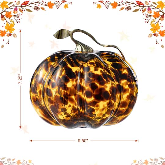 Glitzhome® Amber Dots Glass Pumpkin